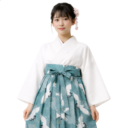 Hakama Femme En Jupe Large Avec Motif Grues