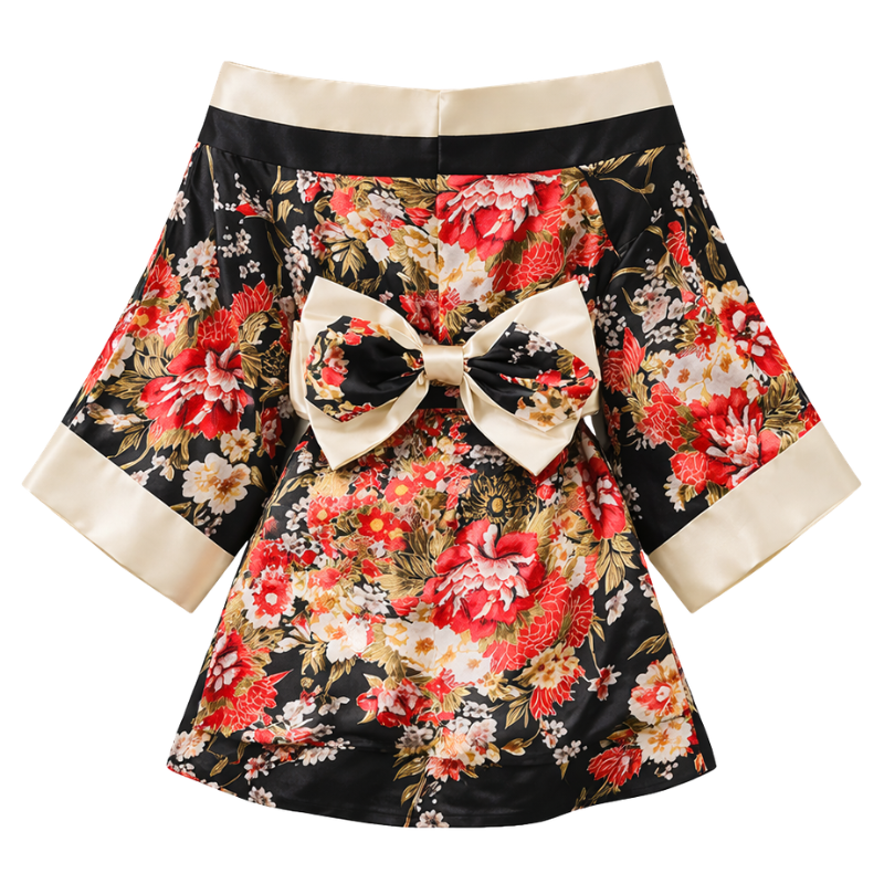 Kimono Nuit Avec Motifs Floraux Japonais