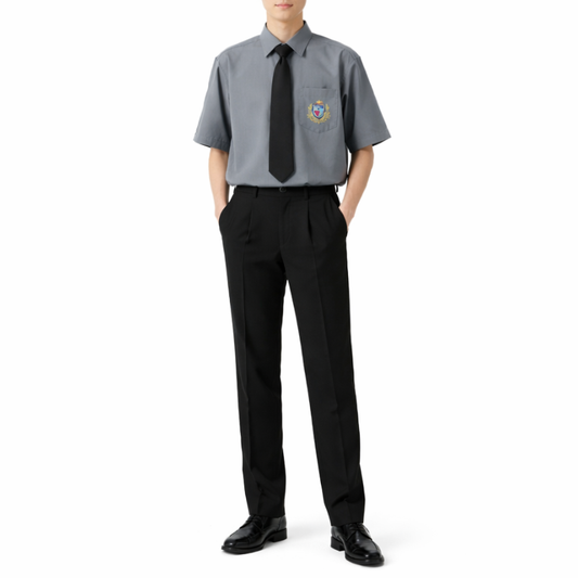 Uniforme Japonais en Chemise Gris Et Cravate Noire
