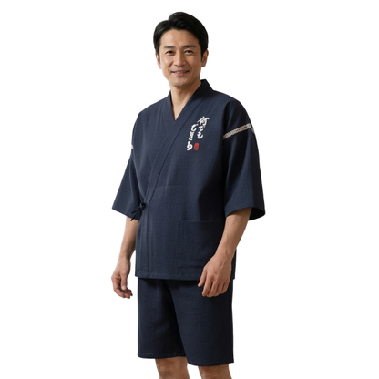 Jinbei Homme Japonais Avec Calligraphie Et Coupe Ample
