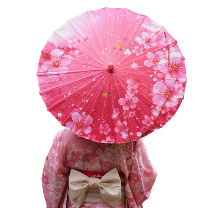 Parapluie Japonais Rose Motif Fleurs