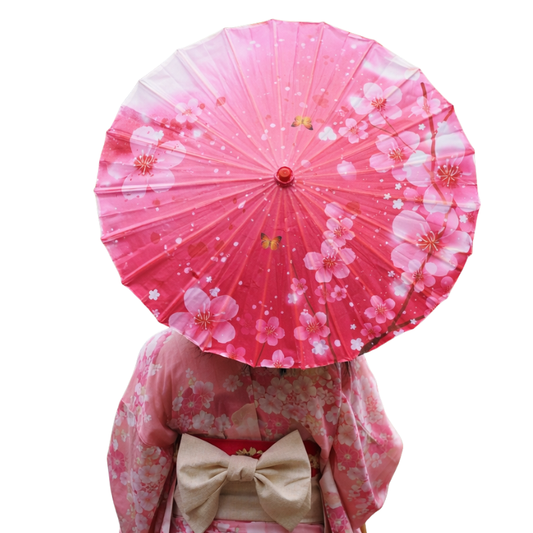 Parapluie Japonais Rose Motif Fleurs