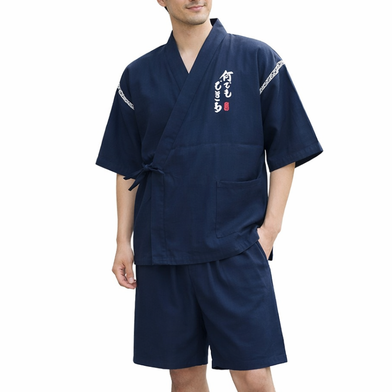 Jinbei Homme Japonais Avec Calligraphie Et Coupe Ample