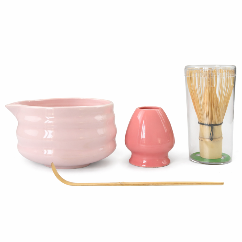 Kit Matcha 4 Pièces Avec Bol Verseur Fouet Bambou Et Support