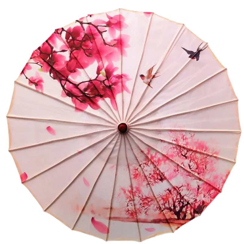 Parapluie Décoratif Japonais Avec Pétales Roses