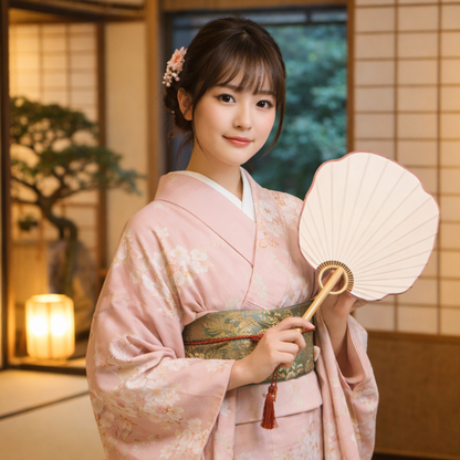Éventail Japonais Style Traditionnel Avec Forme Coquille Raffinée