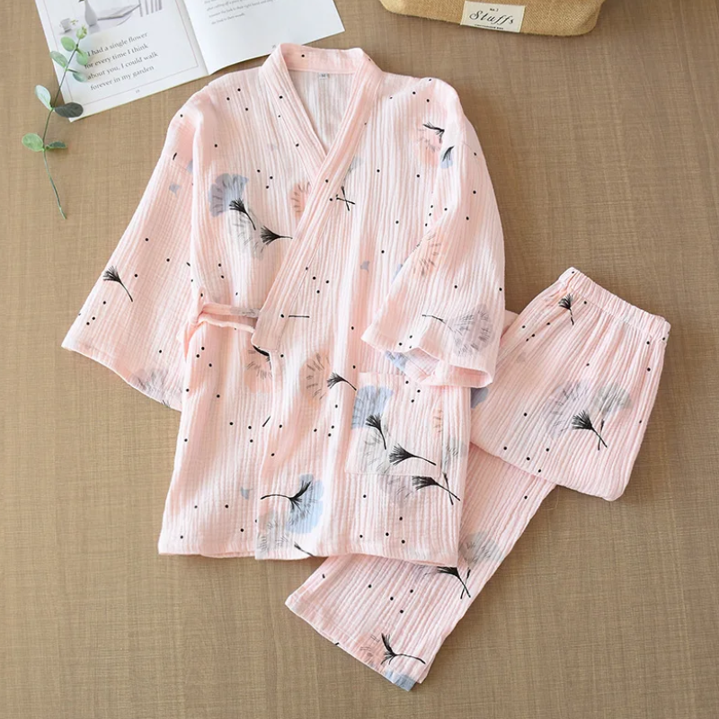 Kimono En Ensemble Pyjama Avec Motifs Pissenlit Délicats