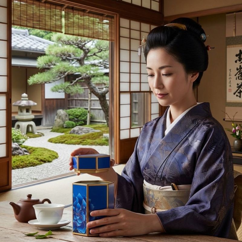 Boîte à Thé Japonaise À Décor Floral