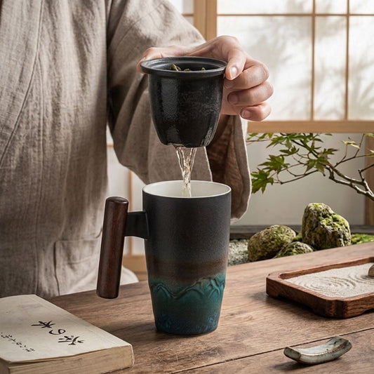 Tasse Japonaise Artisanale Avec Filtre À Thé