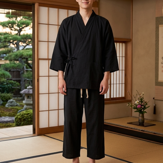 Jinbei Homme Minimaliste En Ensemble Ample Et Respirant