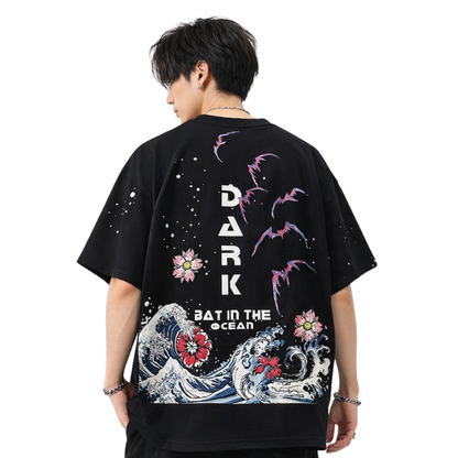 T-Shirt Japonais Avec Illustration Inspirée De L’Océan