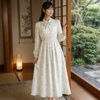 Robe Japonaise En Style Champêtre Avec Coupe Midi