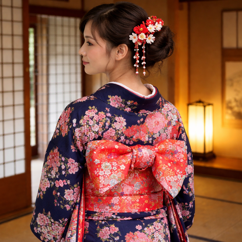 Ceinture Obi Style Geisha Rouge