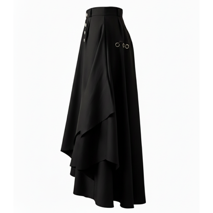 Hakama Noir Ample Avec Boutons Et Coupe Asymétrique