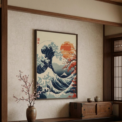 Tableau Japonais Aux Grande Vague