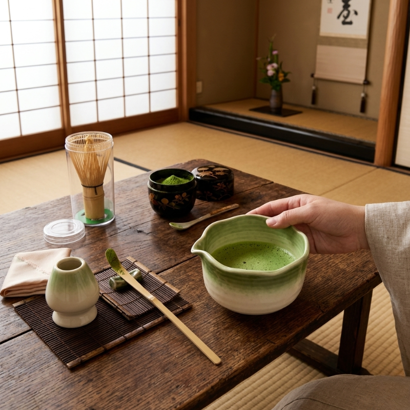 Kit Matcha Complet Dégradé Vert 4 Pièces