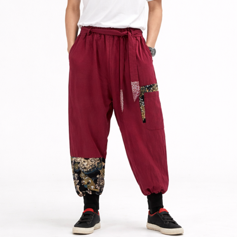 Pantalon Japonais Sarouel Homme Coupe Ample Imprimée