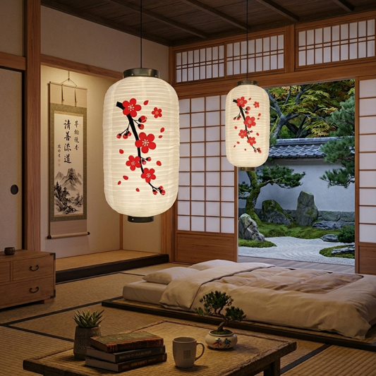 Lanterne Japonaise Traditionnelle Motif Sakura