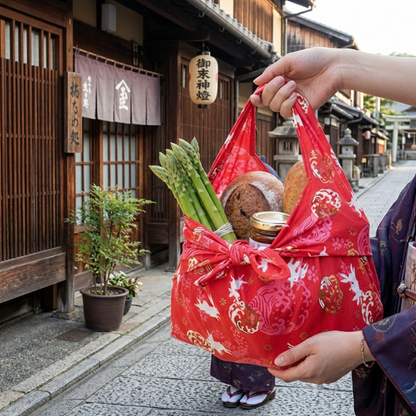 Furoshiki Japonais À Décor Floral et Lapin