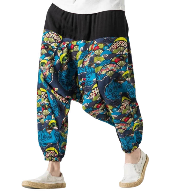 Pantalon Japonais Ample Homme À Motifs Traditionnels