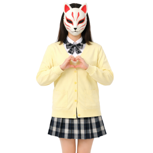Uniforme Japonais Étudiante Avec Cardigan Oversize Et Jupe Plissée