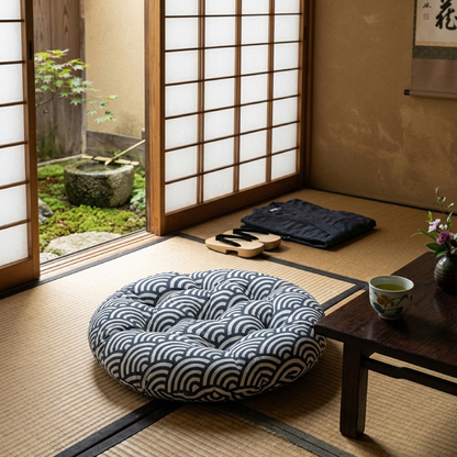Coussin Japonais Avec Motif Vagues Traditionnelles