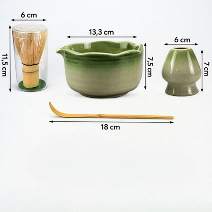 Kit Matcha Complet Dégradé Vert 4 Pièces