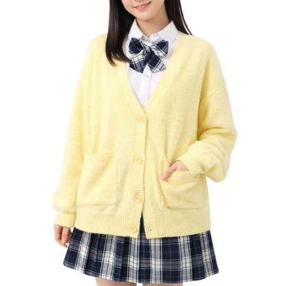 Uniforme Japonais Étudiante Avec Cardigan Oversize Et Jupe Plissée