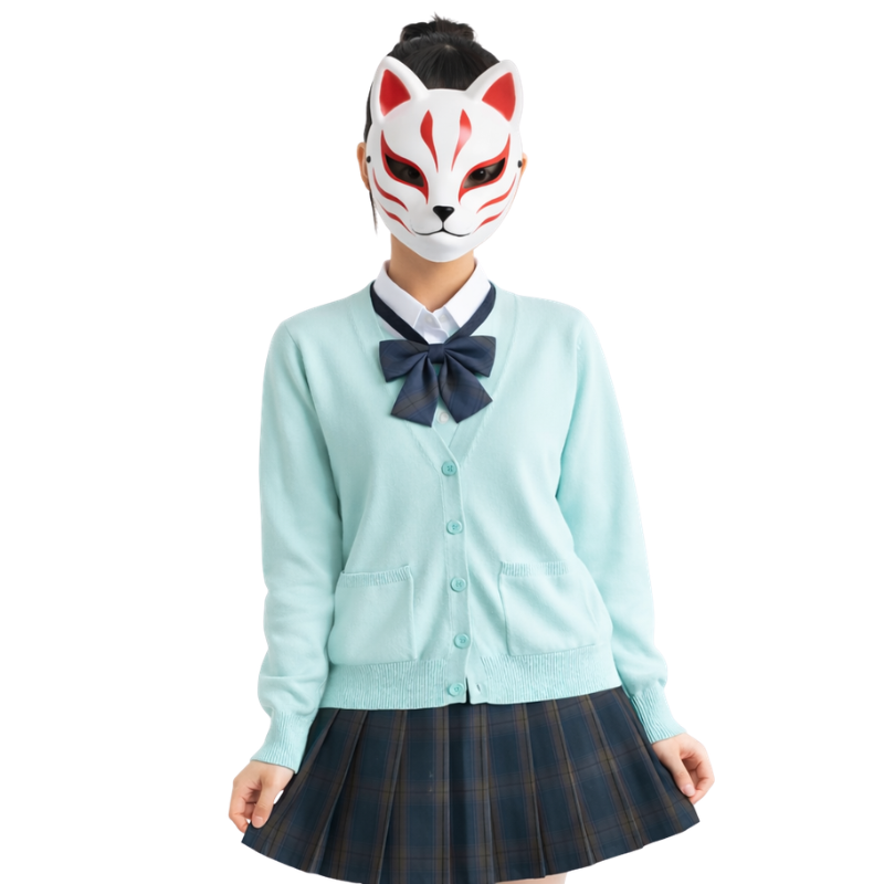 Uniforme Japonais Étudiant Avec Cardigan Et Jupe Plissée Carreaux