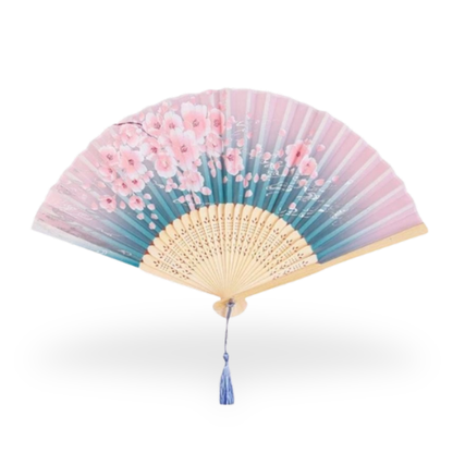 Éventail Japonais Traditionnel Rose Et Bleu