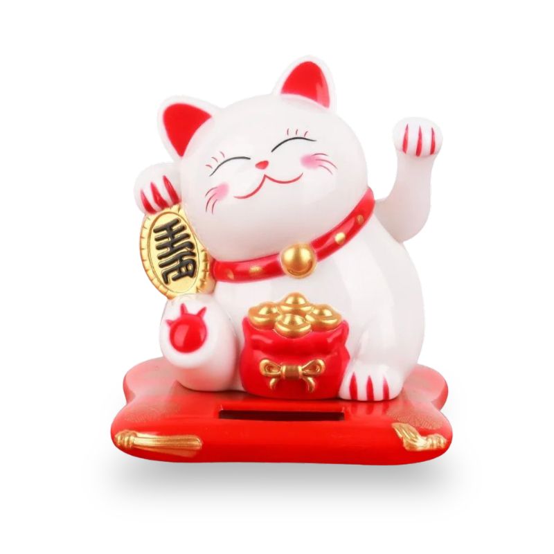 Maneki Neko Souriant À Énergie Solaire