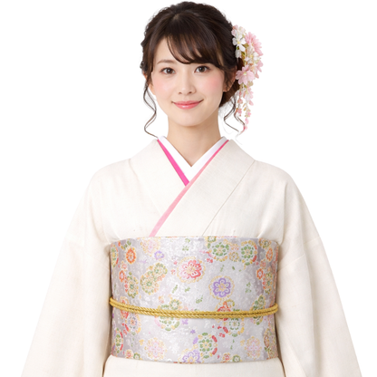 Ceinture Obi Japonaise Élégante En Satin Fleuri