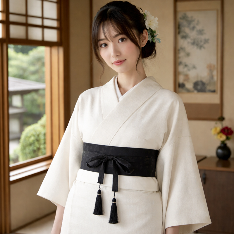 Ceinture Obi Japonaise Avec Motif Floral