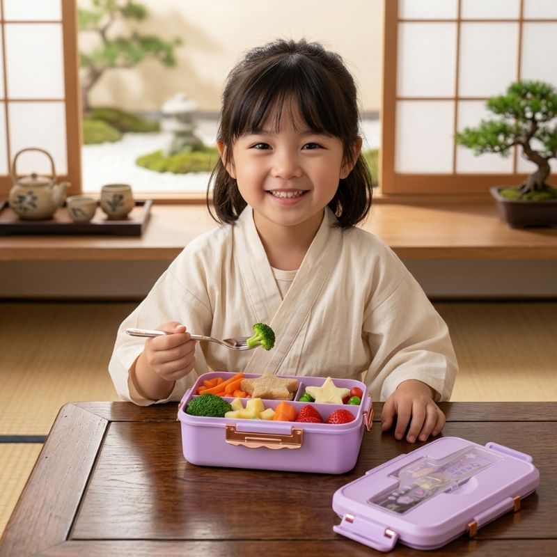 Boîte Bento Japonaise Violette Style Kawaii