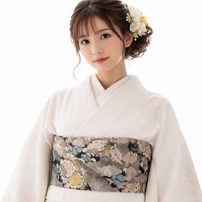 Ceinture Obi Rétro Chic À Motif Fleur Et Vagues Japonaises