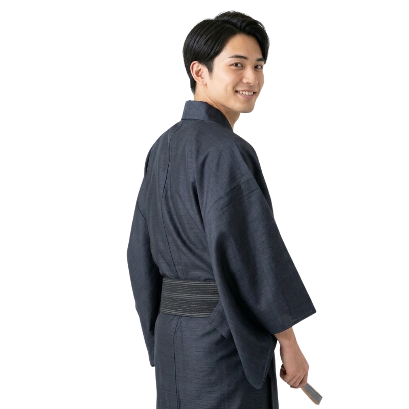 Ceinture Obi Kaku Noire Rayures Fines