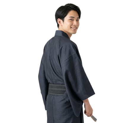 Ceinture Obi Kaku Noire Rayures Fines