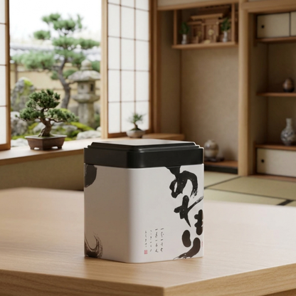 Boîte à Thé Japonaise Blanche Avec Calligraphie