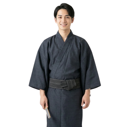 Ceinture Obi Kaku Noire Rayures Fines