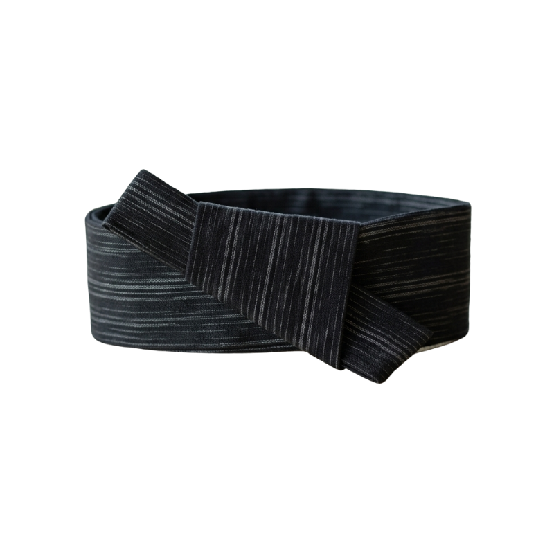 Ceinture Obi Kaku Noire Rayures Fines