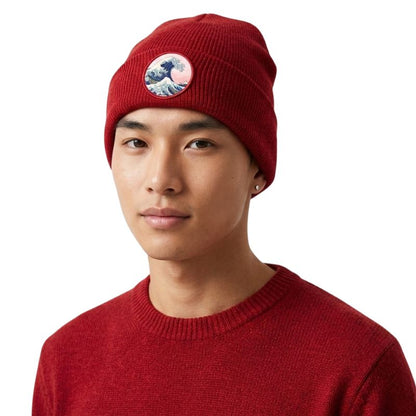 Bonnet Japonais En Maille Avec Patch Vague Hokusai