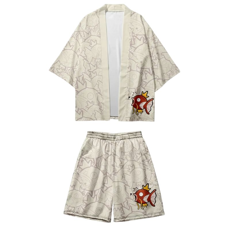 Ensemble Kimono Japonais Avec Motif Poisson Koi Illustré, Ensemble Kimono Japonais 