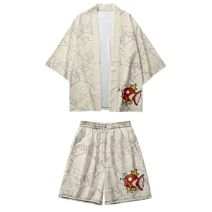 Ensemble Kimono Japonais Avec Motif Poisson Koi Illustré, Ensemble Kimono Japonais 