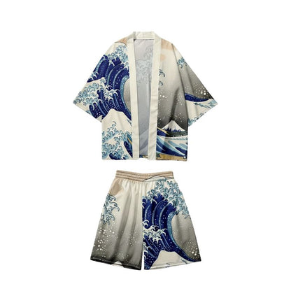Ensemble Kimono Japonais Avec Motif Vagues, Ensemble Kimono Japonais 