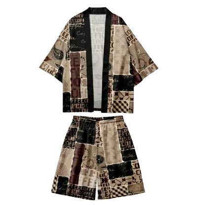 Ensemble Kimono Japonaise Avec Illustration Contemporaine, ensemble Kimono japonaise stylé