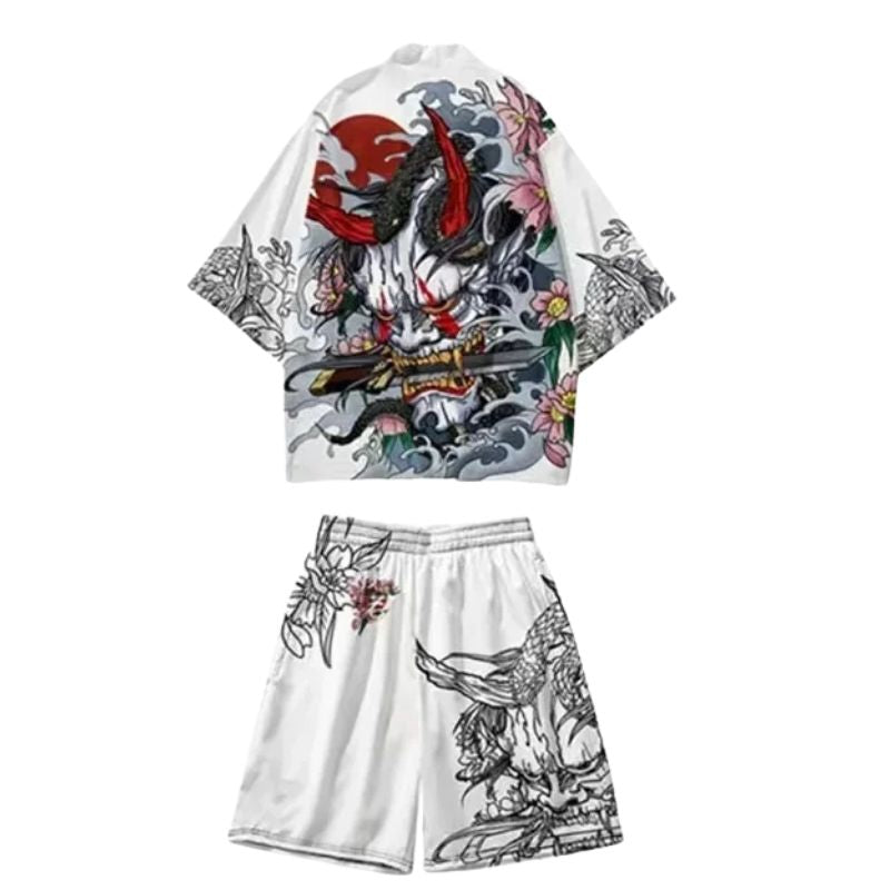 Ensemble Kimono Moderne En Tenue Décontractée, ensemble kimono en blanc