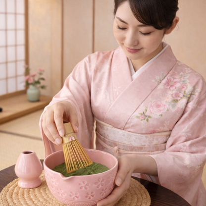 Fouet Matcha En Bambou Naturel Avec Ornement Papillon, Fouet Matcha en Bambou
