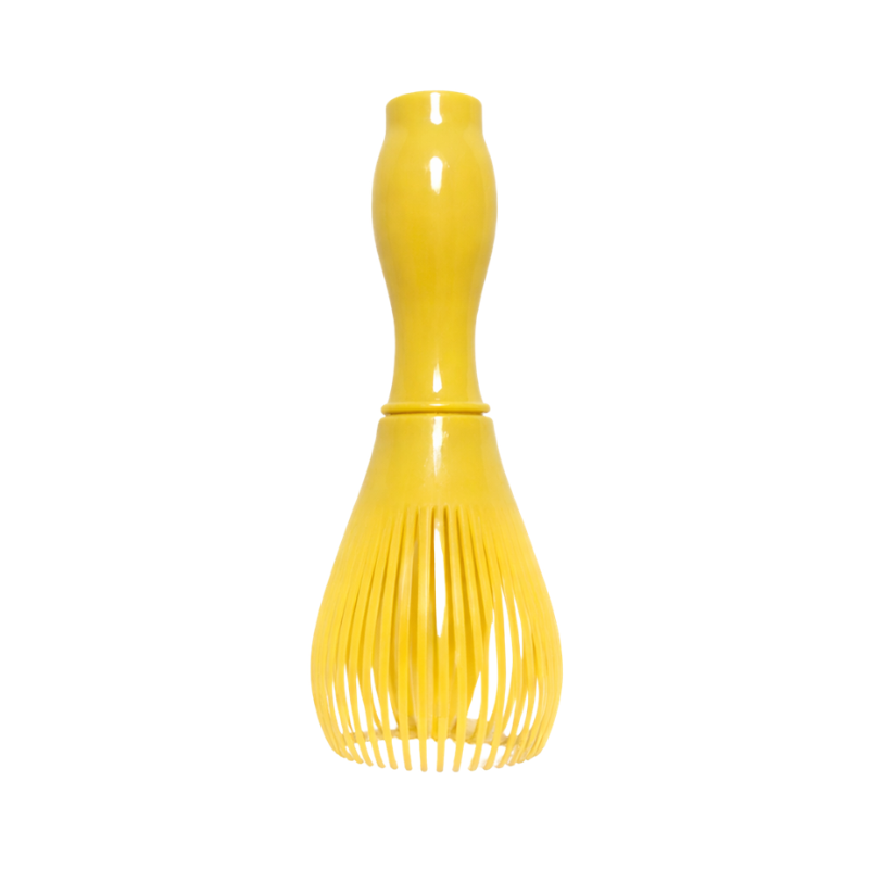 Fouet Matcha En Résine Jaune Avec Brins Flexibles, Fouet Matcha En Résine Jaune