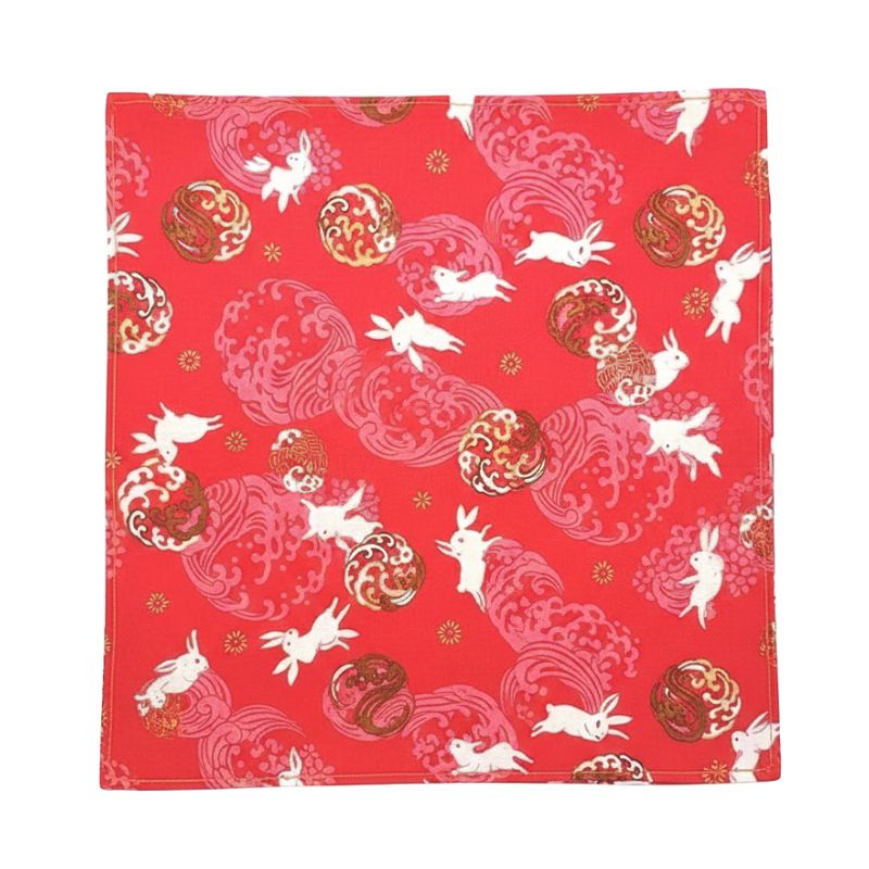 Furoshiki Japonais À Décor Floral et Lapin, Furoshiki Japonais 