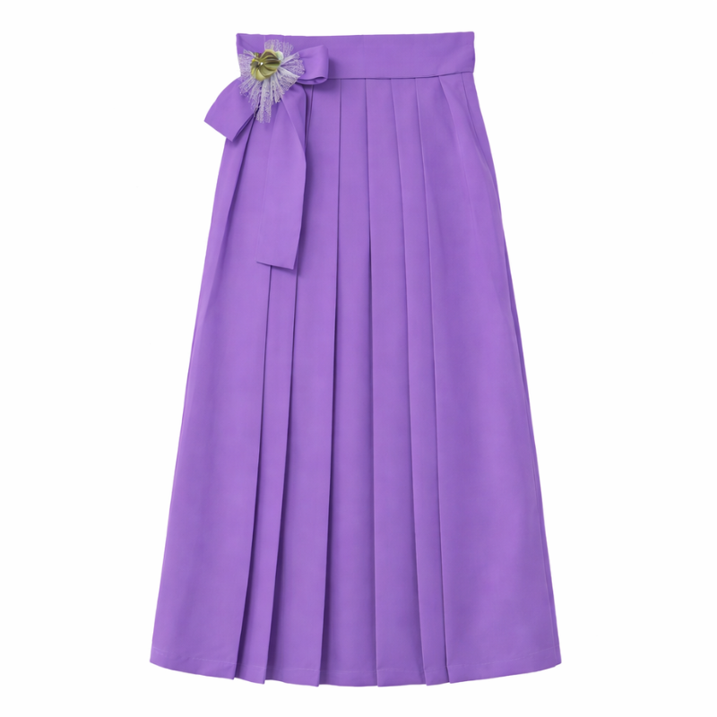 Hakama Femme En Jupe Longue Violette Avec Plis Élégants, hakama femme en violet
